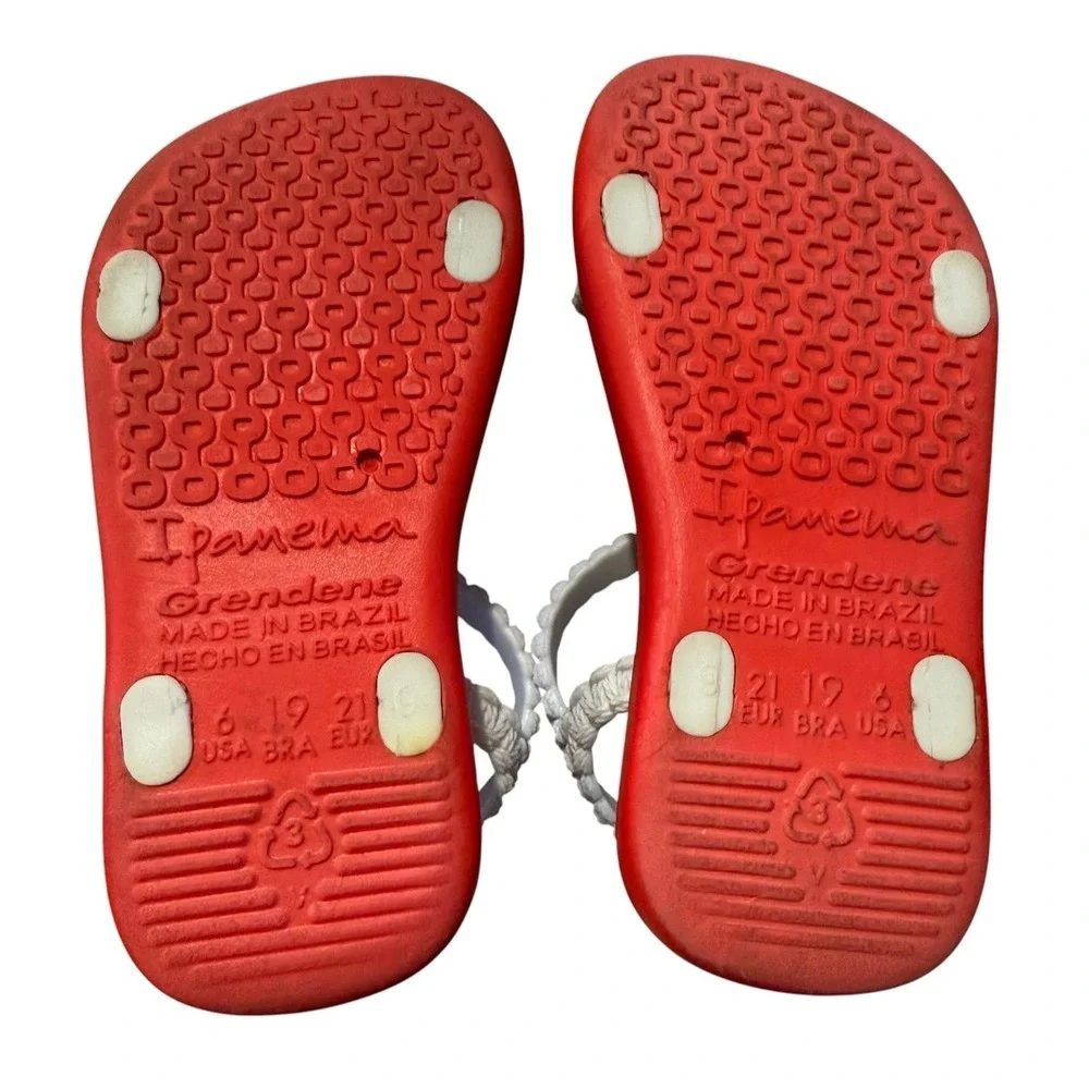 Ipanema Grendene Red White Heart Print Ankle Strap Sandals Infant Girls 6 Brazil
